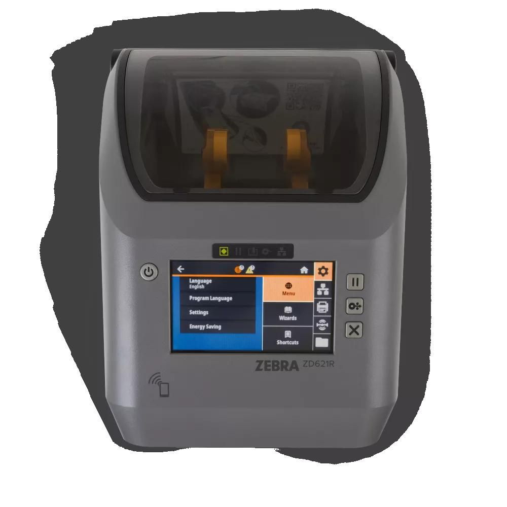 Imprimante D'étiquettes ZD621R, 8 pts/mm (203 dpi), Ecran, RTC, RFID, USB, USB Host, RS232, BT (BLE), Ethernet, gris ZD6A142-30EFR2EZ