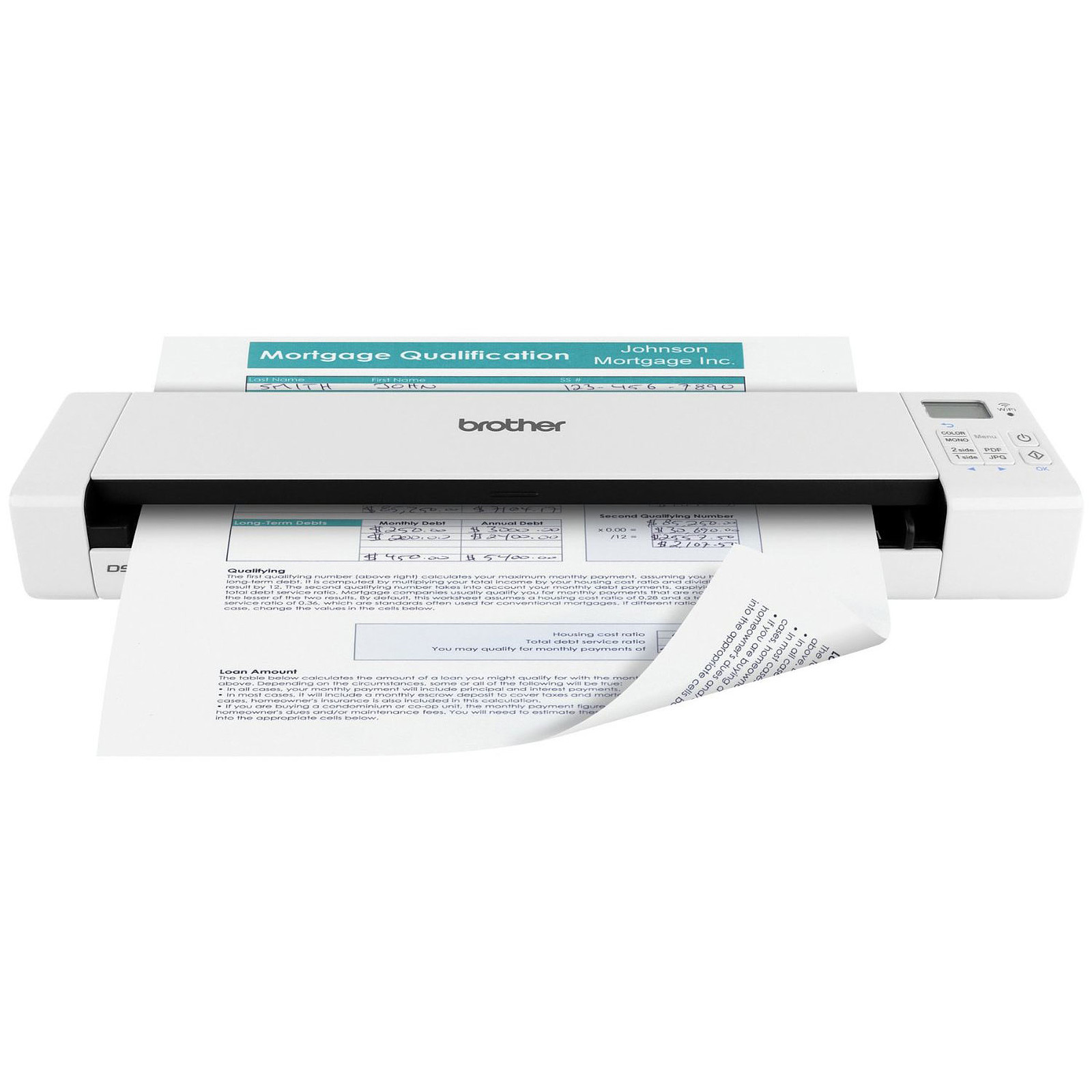 Scanner mobile à défilement WiFi Recto/Verso DS-920DW