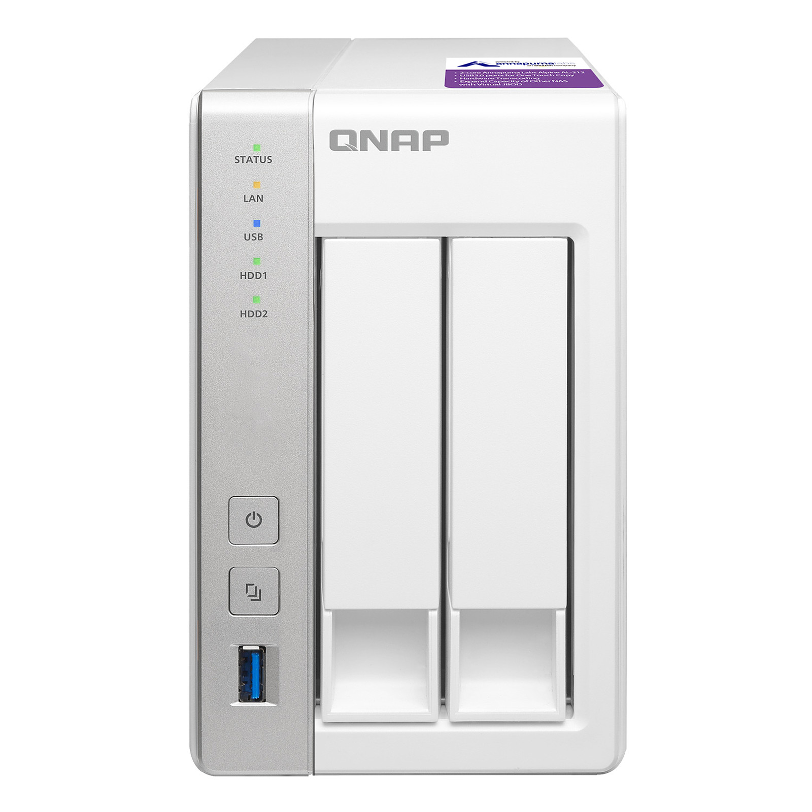 Serveur NAS 2 baies 1 Go 2 ports Gigabit LAN 12V DC USB 3.0 TS-231P